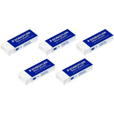 5 x Staedtler Mars Plastic Pencil Eraser Rubbers School Office Drawing 5 x Staedtler Mars Plastic Pencil Eraser Rubbers School Office Drawing