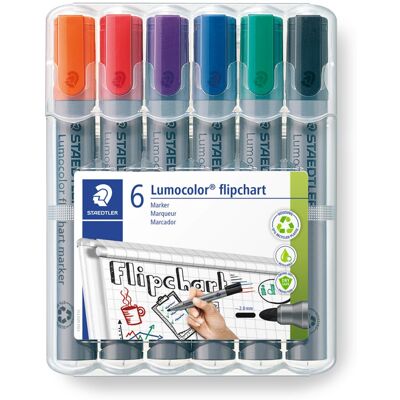 STAEDTLER 356 WP6 Lumocolor Flipchart Markers - Assorted Colours Pack of 1 (6 Co STAEDTLER 356 WP6 Lumocolor Flipchart Markers - Assorted Colours Pack of 1 (6 Co
