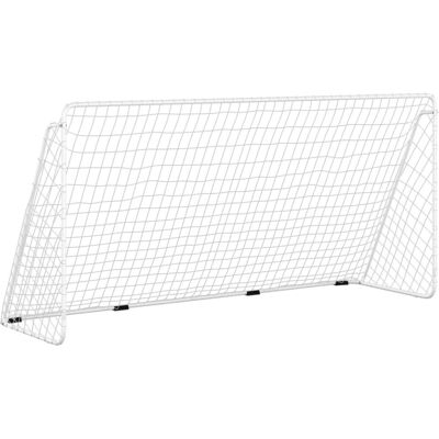 vidaXL Football Goal with Net White Steel Outdoor Soccer Training Equipment vidaXL Football Goal with Net White Steel Outdoor Soccer Training Equipment