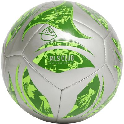 adidas MLS Club Soccer Ball Silver Metallic/Green 4 adidas MLS Club Soccer Ball Silver Metallic/Green 4