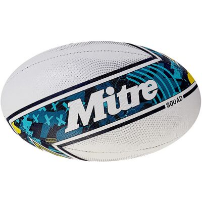 (3, White/Navy/Teal) Mitre Squad Rugby Ball (3, White/Navy/Teal) Mitre Squad Rugby Ball