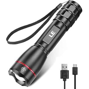 LE LED Torch, USB Rechargeable, Super Bright LP3000 Torch, IPX7 Waterproof, 5 Li LE LED Torch, USB Rechargeable, Super Bright LP3000 Torch, IPX7 Waterproof, 5 Li