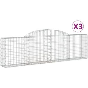 vidaXL Arched Gabion Basket 3 pcs 300x30x80/100cm Galvanised Iron vidaXL Arched Gabion Basket 3 pcs 300x30x80/100cm Galvanised Iron