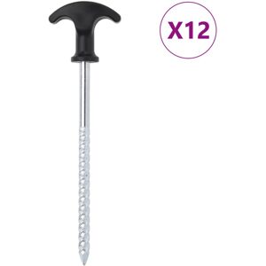vidaXL Tent Pegs Ground Peg Camping Peg 12 pcs 17 cm Galvanized Steel - Tent pegs vidaXL Tent Pegs Ground Peg Camping Peg 12 pcs 17 cm Galvanized Steel - Tent pegs