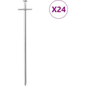 vidaXL Tent Pegs 24 pcs - Ground Stake - Galvanised Steel vidaXL Tent Pegs 24 pcs - Ground Stake - Galvanised Steel