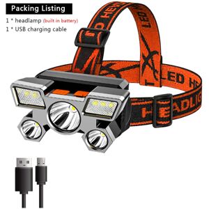 GreenZech (A Packing) 5LED Bright Portable Headlamp USB Rechargeable Built-in 18650 Batter GreenZech (A Packing) 5LED Bright Portable Headlamp USB Rechargeable Built-in 18650 Batter