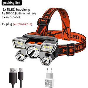 GreenZech (B Packing) 5LED with Built-in 18650 Battery USB Rechargeable Portable Flashligh GreenZech (B Packing) 5LED with Built-in 18650 Battery USB Rechargeable Portable Flashligh