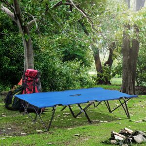 Outsunny Double Camping Folding Cot - Portable Sunbed - Blue Outsunny Double Camping Folding Cot - Portable Sunbed - Blue