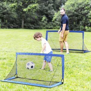 HOMCOM Football Goal Folding Outdoor with All Weather Net 6'x3' Blue HOMCOM Football Goal Folding Outdoor with All Weather Net 6'x3' Blue