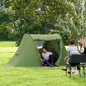 Outsunny 3 Man Camping Tent with 2 Bedrooms, 3000mm Waterproof, Green Outsunny 3 Man Camping Tent with 2 Bedrooms, 3000mm Waterproof, Green