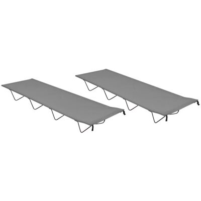 vidaXL Camping Bed - Foldable 2 pcs 180x60x19cm Oxford Fabric Steel Grey vidaXL Camping Bed - Foldable 2 pcs 180x60x19cm Oxford Fabric Steel Grey