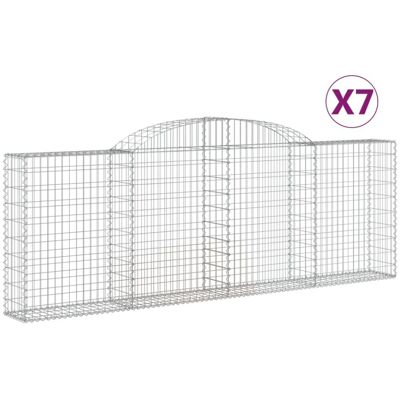 vidaXL Arched Gabion Baskets 7 pcs 300x30x100/120 cm Galvanised Iron - Gabion Basket vidaXL Arched Gabion Baskets 7 pcs 300x30x100/120 cm Galvanised Iron - Gabion Basket