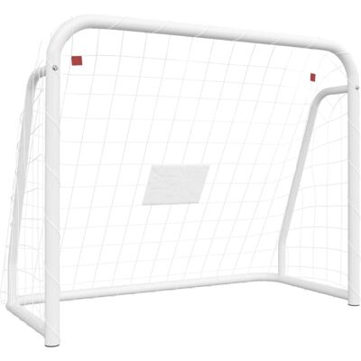 vidaXL Football Goal - 125x96x60 cm - White Steel Outdoor Soccer Goal vidaXL Football Goal - 125x96x60 cm - White Steel Outdoor Soccer Goal
