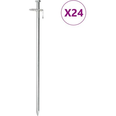 vidaXL Tent Pegs Ground Peg Camping Peg 24 pcs - Steel vidaXL Tent Pegs Ground Peg Camping Peg 24 pcs - Steel