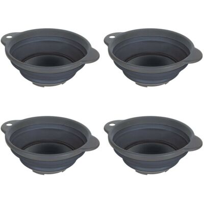 Regatta Folding Bowl - Set of 4 - Ebony Grey - Food-Grade Material Regatta Folding Bowl - Set of 4 - Ebony Grey - Food-Grade Material