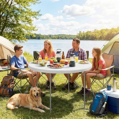 Outsunny 4ft Picnic Table Folding Heavy Duty, White Outsunny 4ft Picnic Table Folding Heavy Duty, White