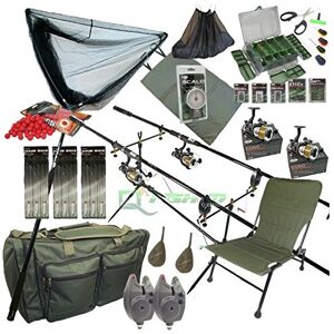 NGT Full Carp Fishing Set up Rods Reels Hair Rigs Bite Alarms Holdall Fishing Chair NGT Full Carp Fishing Set up Rods Reels Hair Rigs Bite Alarms Holdall Fishing Chair