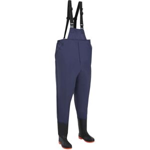 vidaXL Chest Waders with Boots PVC knit fabric Size 46 Blue vidaXL Chest Waders with Boots PVC knit fabric Size 46 Blue