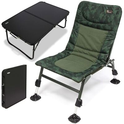 NGT Nomadic Camo Chair Large Adjustable Mud Feet & Bivvy Table Carp Coarse Fishing NGT Nomadic Camo Chair Large Adjustable Mud Feet & Bivvy Table Carp Coarse Fishing