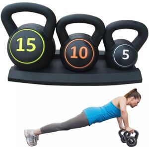 Unbranded 3pc Kettlebell Set - 5, 10 & 15lbs Weights Set Unbranded 3pc Kettlebell Set - 5, 10 & 15lbs Weights Set