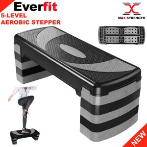 MaxStrength (Grey) 5 Levels Aerobic Stepper Adjustable Fitness Exercise Board Step Gym Platf MaxStrength (Grey) 5 Levels Aerobic Stepper Adjustable Fitness Exercise Board Step Gym Platf