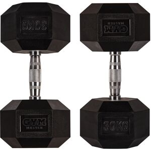 (30 kg, Pair) GYM MASTER Hex Dumbbells Rubber Encased 1-30kg Cast Iron Weight Li (30 kg, Pair) GYM MASTER Hex Dumbbells Rubber Encased 1-30kg Cast Iron Weight Li
