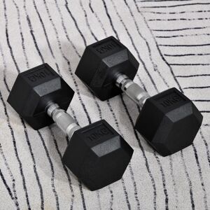 HOMCOM Hexagonal Dumbbells 2x10kg Rubber-Coated, Non-Slip Grip for Safe Home Gym HOMCOM Hexagonal Dumbbells 2x10kg Rubber-Coated, Non-Slip Grip for Safe Home Gym