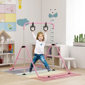 HOMCOM Adjustable Height Foldable Kids Gymnastics Bar, Pink HOMCOM Adjustable Height Foldable Kids Gymnastics Bar, Pink