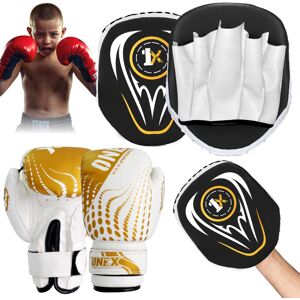 ONEX (Blk/Gold Set) Focus Pad Boxing Set 6oz Punching Sparring Gloves ONEX (Blk/Gold Set) Focus Pad Boxing Set 6oz Punching Sparring Gloves