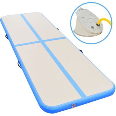 vidaXL Inflatable Gymnastics Mat with Pump - 300x100x10 cm - Blue - Inflatable Gymnastics Mat vidaXL Inflatable Gymnastics Mat with Pump - 300x100x10 cm - Blue - Inflatable Gymnastics Mat