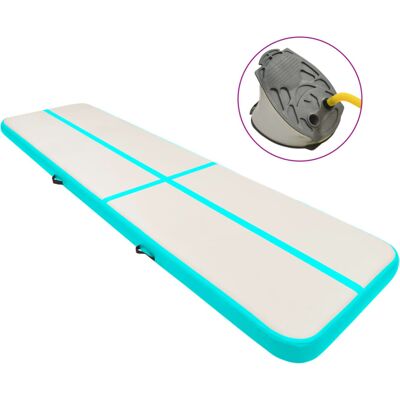 vidaXL Inflatable Gymnastics Mat with Pump - Green - 600x100x20 cm vidaXL Inflatable Gymnastics Mat with Pump - Green - 600x100x20 cm