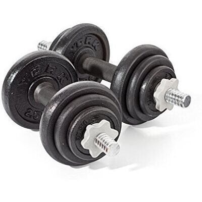 York Fitness - 20 kg Cast Iron Spinlock Dumbbell - Black York Fitness - 20 kg Cast Iron Spinlock Dumbbell - Black