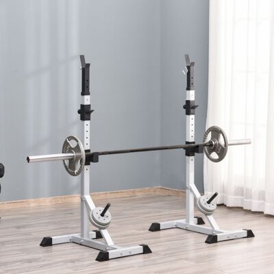 HOMCOM Adjust Pair of Barbell Squat Racks Stand Weight Lifting Bench Press Gym HOMCOM Adjust Pair of Barbell Squat Racks Stand Weight Lifting Bench Press Gym