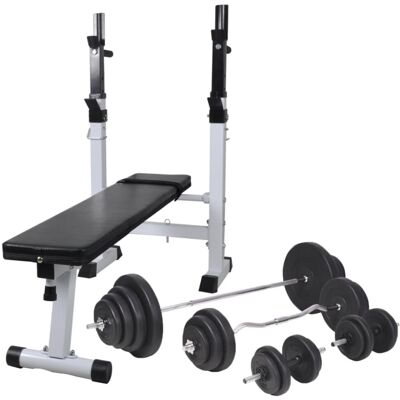 vidaXL Adjustable Home Gym Bench with Weights Set - Home Gym Set vidaXL Adjustable Home Gym Bench with Weights Set - Home Gym Set