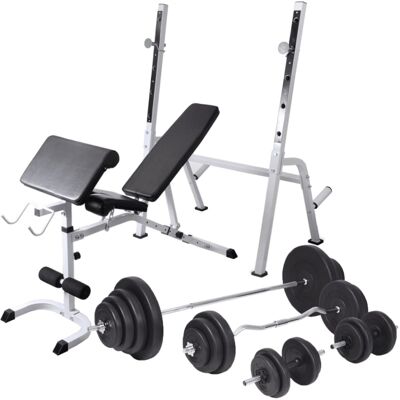 vidaXL Adjustable Bench with Weights Set - Home Gym Equipment vidaXL Adjustable Bench with Weights Set - Home Gym Equipment