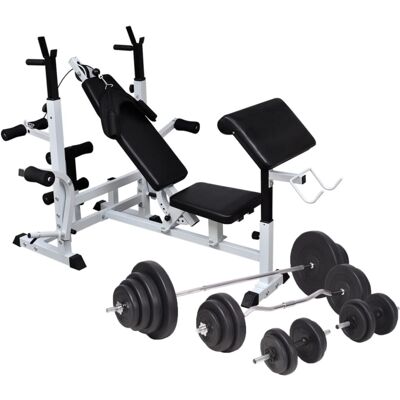 vidaXL Adjustable Home Gym Set - 120 kg with Bench and Weights vidaXL Adjustable Home Gym Set - 120 kg with Bench and Weights
