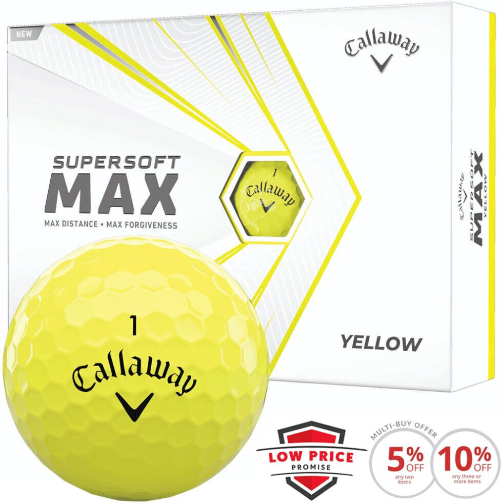 Callaway SUPERSOFT MAX YELLOW GOLF BALLS / NEW FOR 2021 / MULTIBUY DOZEN DEALS