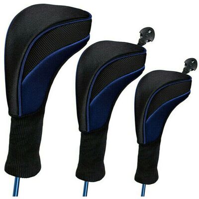Unbranded (Blue) Golf Club Head Covers Set Blue/Red/Black Unbranded (Blue) Golf Club Head Covers Set Blue/Red/Black