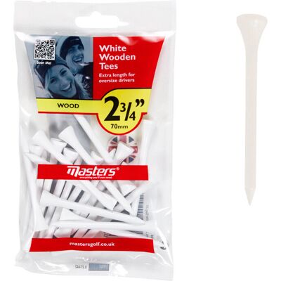 Masters Wood Golf Tees 2 3/4 White Bag 20 Masters Wood Golf Tees 2 3/4 White Bag 20