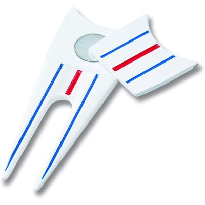 Callaway Golf Triple Track Divot Tool 2021, White/Blue/Red Callaway Golf Triple Track Divot Tool 2021, White/Blue/Red