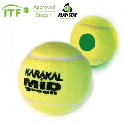 Karakal Mid Green Tennis Ball ITF Approved Low Pressure & Bounce Ball - 1 Dozen Karakal Mid Green Tennis Ball ITF Approved Low Pressure & Bounce Ball - 1 Dozen