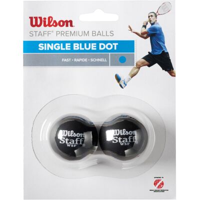 Wilson Staff Squash Balls Fast (Professionals), Black (Blue Dot), Pack of 2 Wilson Staff Squash Balls Fast (Professionals), Black (Blue Dot), Pack of 2