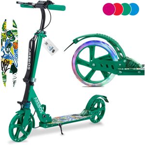 AREBOS kick scooter with LED city scooter kids scooter adult scooter green AREBOS kick scooter with LED city scooter kids scooter adult scooter green