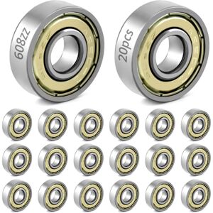 QWORK 20 Packs 608zz ball bearing Longboard Roller Skate Bearing for skate QWORK 20 Packs 608zz ball bearing Longboard Roller Skate Bearing for skate
