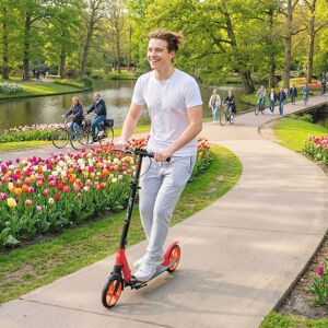 HOMCOM Folding Kick Scooter for 14+ w/ Adjustable Height, Red HOMCOM Folding Kick Scooter for 14+ w/ Adjustable Height, Red