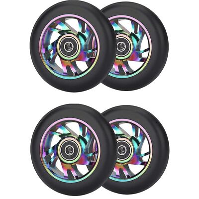 Unbranded 4 Pcs 100mm Scooter Replacement Wheels With Bearing Stunt Scooter Pu Wheels For Unbranded 4 Pcs 100mm Scooter Replacement Wheels With Bearing Stunt Scooter Pu Wheels For