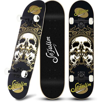 Sefulim 31 x 8 Inch Complete Skateboard 7 Layer Canadian Maple Double Kick Deck Sefulim 31 x 8 Inch Complete Skateboard 7 Layer Canadian Maple Double Kick Deck