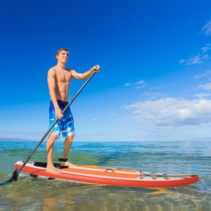 Outsunny 10Ft Inflatable Paddle Stand Up Board w/ Adjustable Paddle - White Outsunny 10Ft Inflatable Paddle Stand Up Board w/ Adjustable Paddle - White