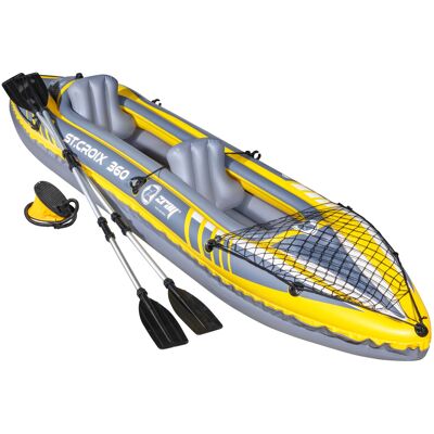 Dellonda Inflatable 2-Person Kayak/Canoe Set with Pump, Carry Bag & 2 Oars - Blue/Yellow/ Dellonda Inflatable 2-Person Kayak/Canoe Set with Pump, Carry Bag & 2 Oars - Blue/Yellow/