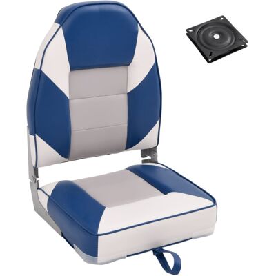vidaXL 2 pcs. Boat seat set foldable high backrest White and blue - Boat seat set vidaXL 2 pcs. Boat seat set foldable high backrest White and blue - Boat seat set